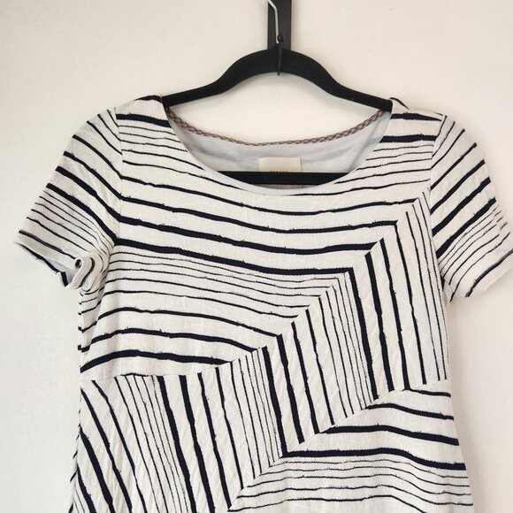 Maeve Anthropologie Black and White Striped Artsy Dress Lagenlook Women's XS - Picture 4 of 7